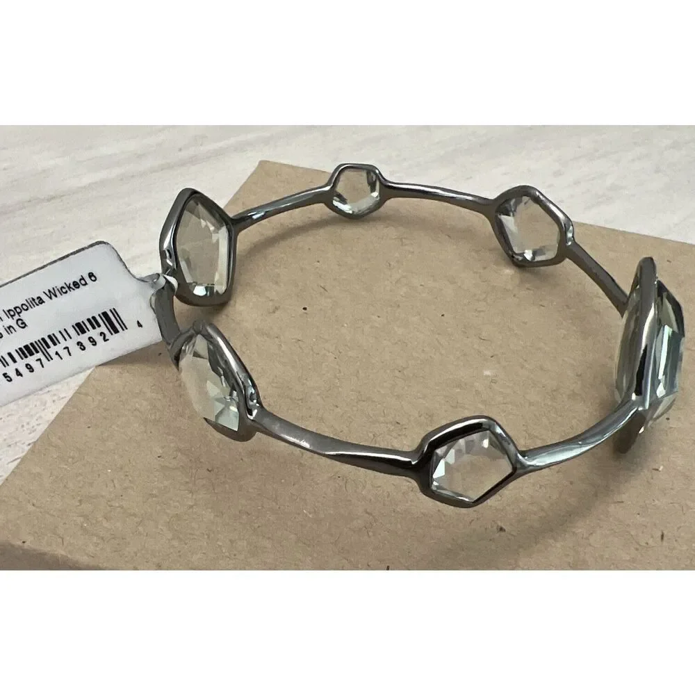 Ippolita Black Rhodium Silver 925 Diamond Wicked 6 Station Bangle Bracelet $2495 - Picture 11 of 12